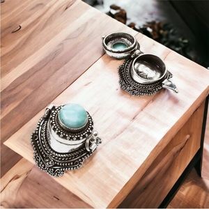 Sterling Silver Larimar Poison Ring Size 8 Vintage Style